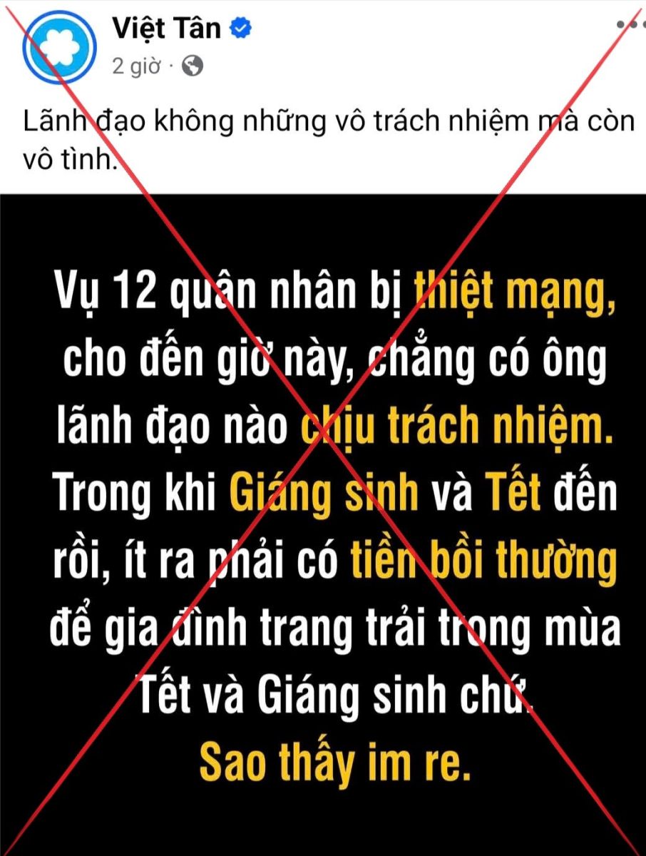 Tỉnh táo, nhận diện và đấu tranh phản bác các quan điểm sai trái, thù địch của các thế lực phản động về sự việc 12 chiến sĩ hy sinh khi thực hiện nhiệm vụ diễn tập tại Quân khu 7